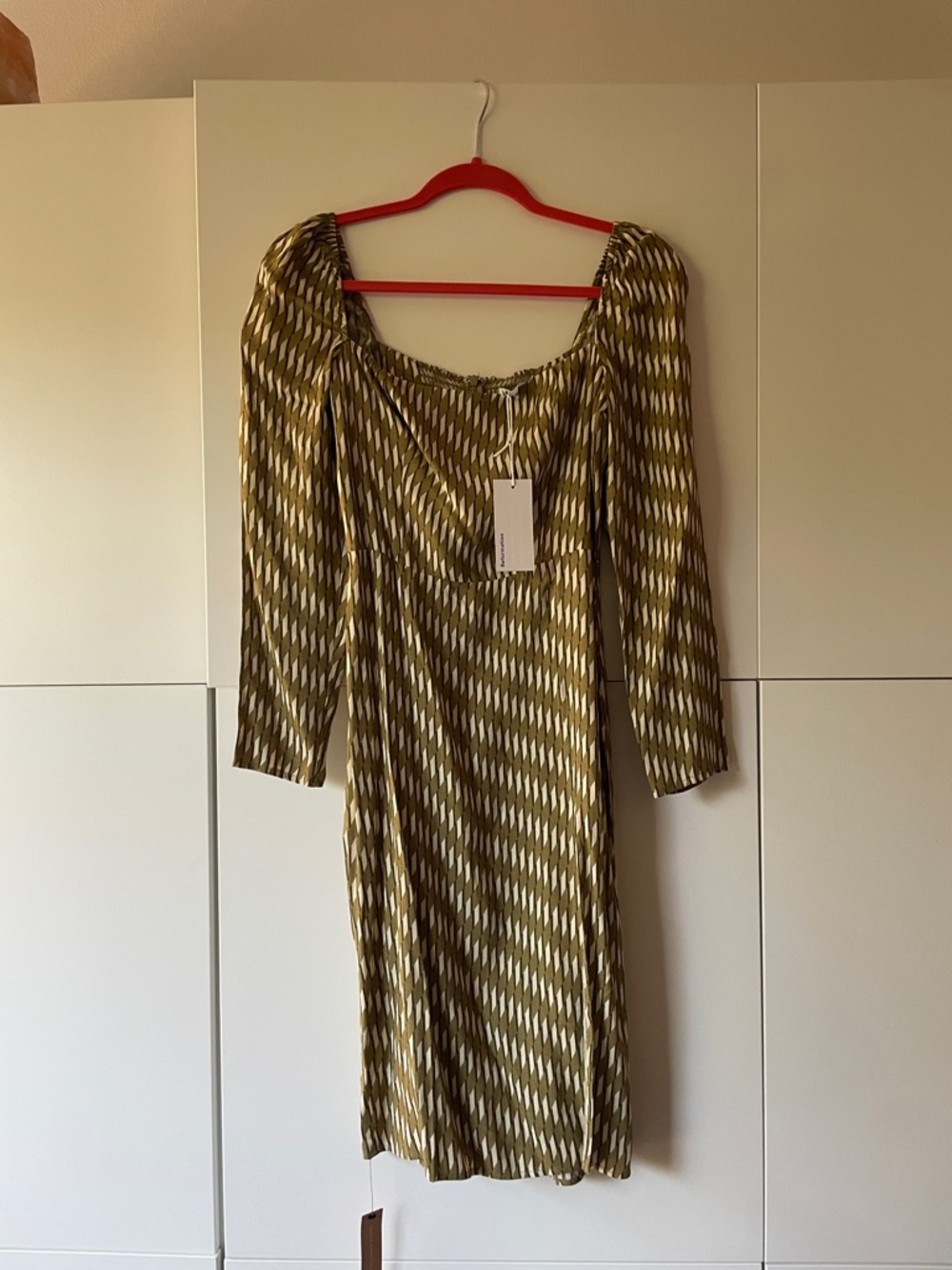 Reformation Olive Geometric Midi Dress with Square Neck